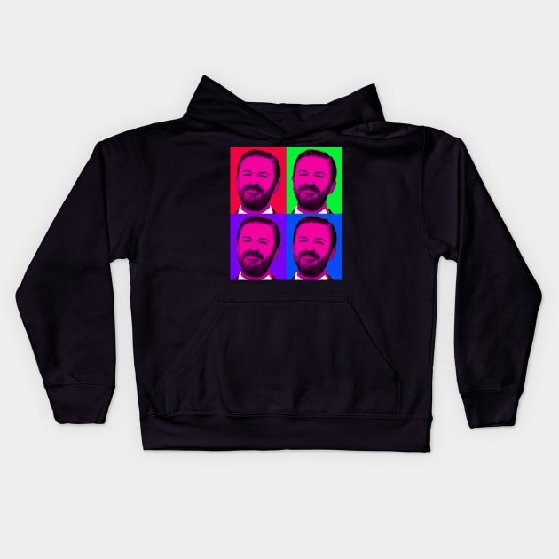 ricky gervais Kids Hoodie by oryan80